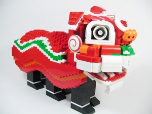 Chinese Lion Made From LEGOs | Gearfuse