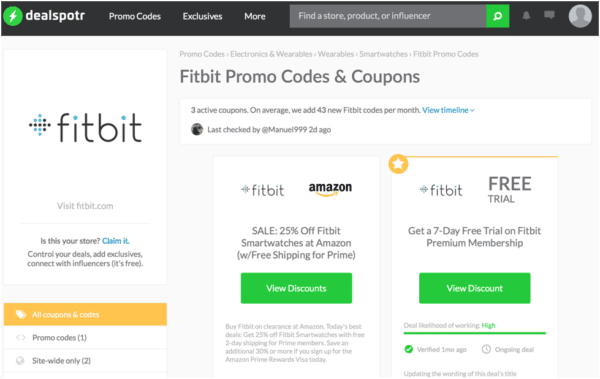 fitbit coupon code december 2019