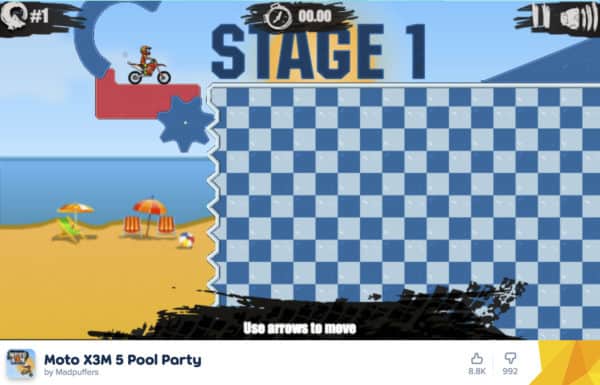 Moto X3M Pool Party Level 1 [3 Stars] Poki.com 
