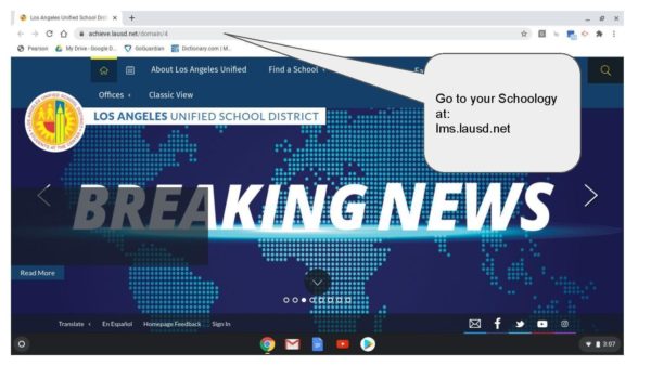 Go to your Schoology at Ims.lausd.net