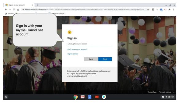 Sign in with your mymail.lausd.net account