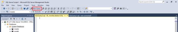 Launch SSMS and Click on New Query