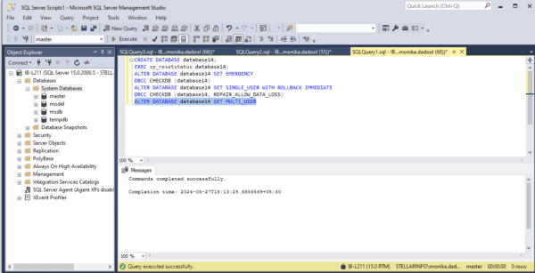 command to change the database from single user mode to multi-user mode