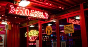 Neon red casino sign.